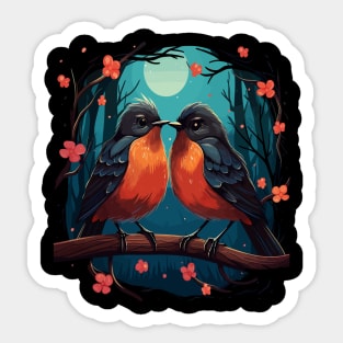American Robin Couple Valentine Sticker